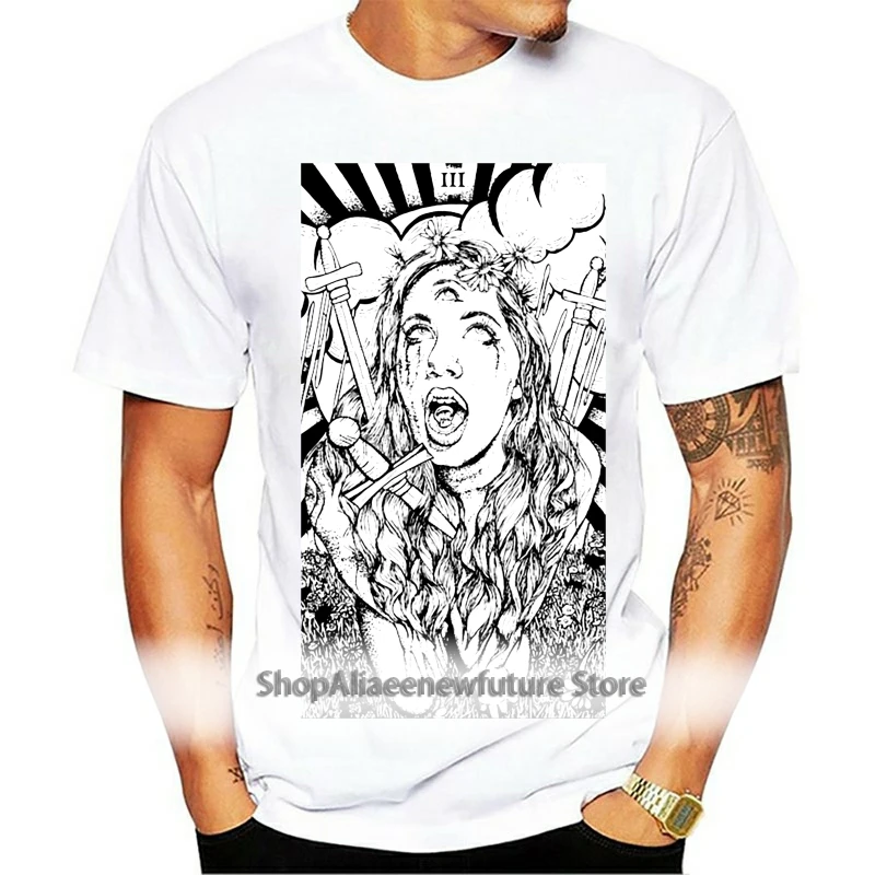 

Футболка мужская с тремя мечами, модная рубашка с круглым вырезом, альтернативная одежда, белый черный цвет, на лето