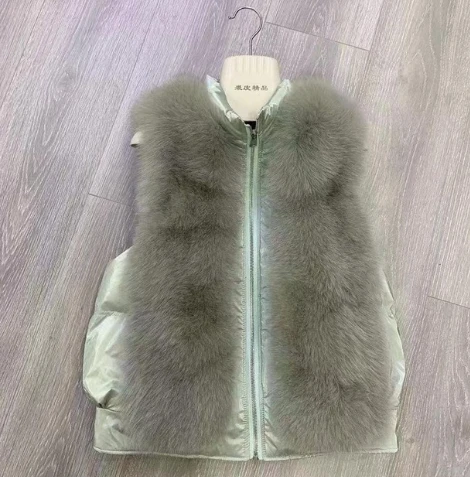 light green QIUCHEN PJ19081 Новое поступление натуральный Лисий мех с натуральной кожи женский зимний пуховик модная модель Лидер продаж - Цвет: light green