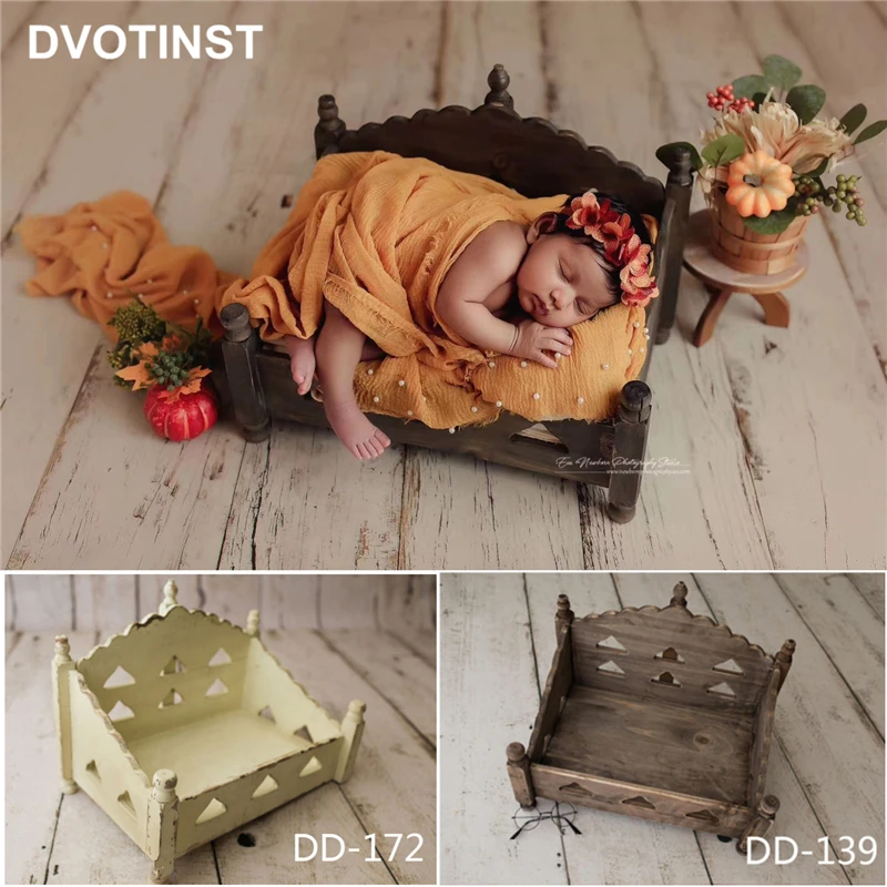 Dvotinst Newborn Baby Photography Props Wooden Vintage Mini Crib European Bed Fotografia Accessories Studio Shoots Photo Props
