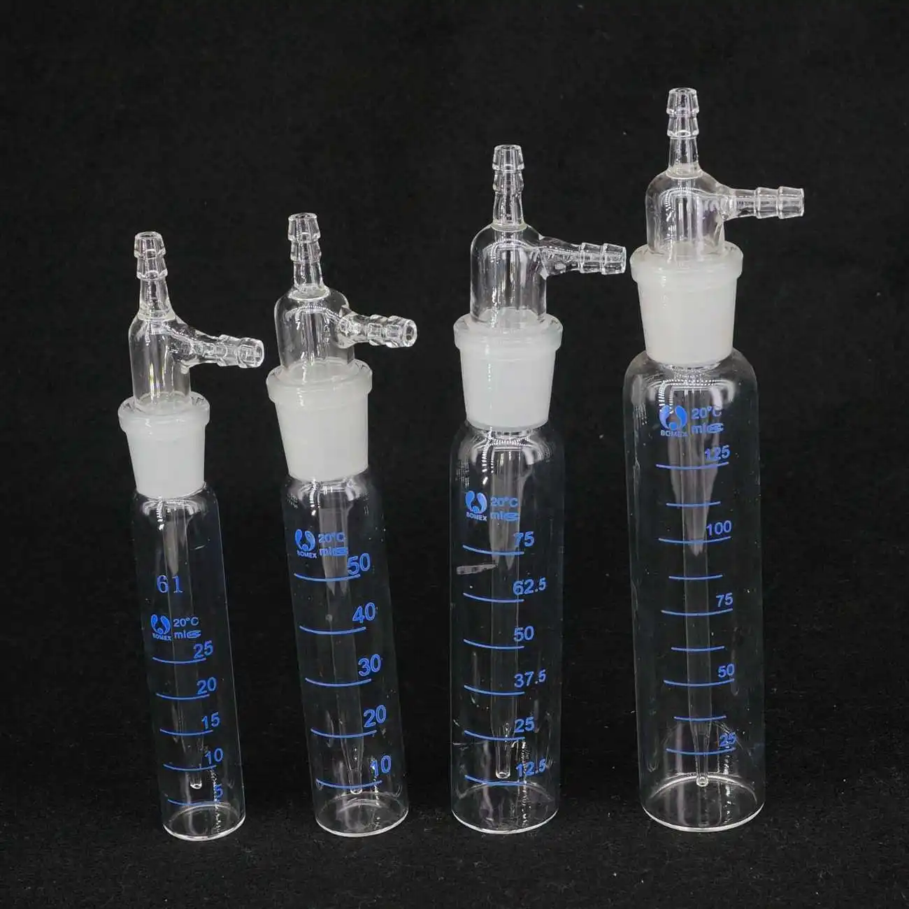 10/25/50/75/100/125/250/275/325/500ml Borosilicate Glass 8mm Gas Sampling Tube Glinsky Absorber Bottle Apparatus Lab
