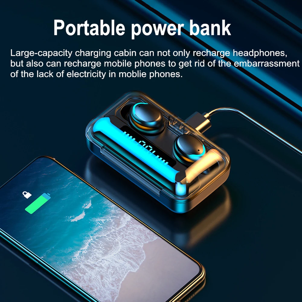 Наушники-вкладыши TWS Bluetooth наушники V5.0 9D стерео Беспроводной спортивные