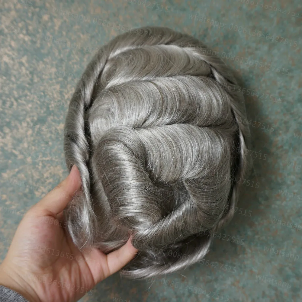 Hstonir белый человека Волосы remy накладки из искусственных волос швейцарское кружево S светильник волна светильник плотность мужские парик, заколки, заколки для волос, трессы, заколки, Системы H074 - Парик Цвет: 580 #