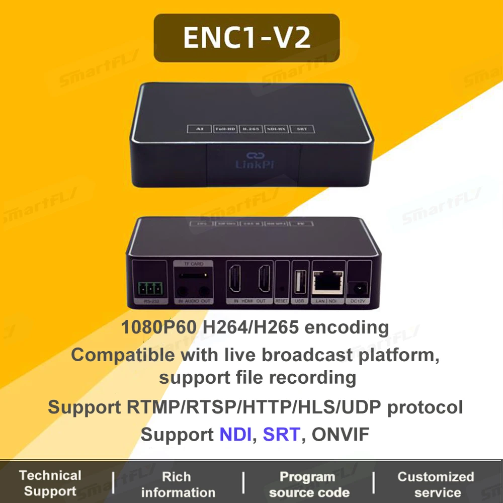 Link Pi ENC1-V2 Hisilicon Hi3520DV400 HDMI Encoder Decoder HD SR/RTMP/RTSP/ONVIF/HLS Live Broadcast Supports YouTube, Facebook