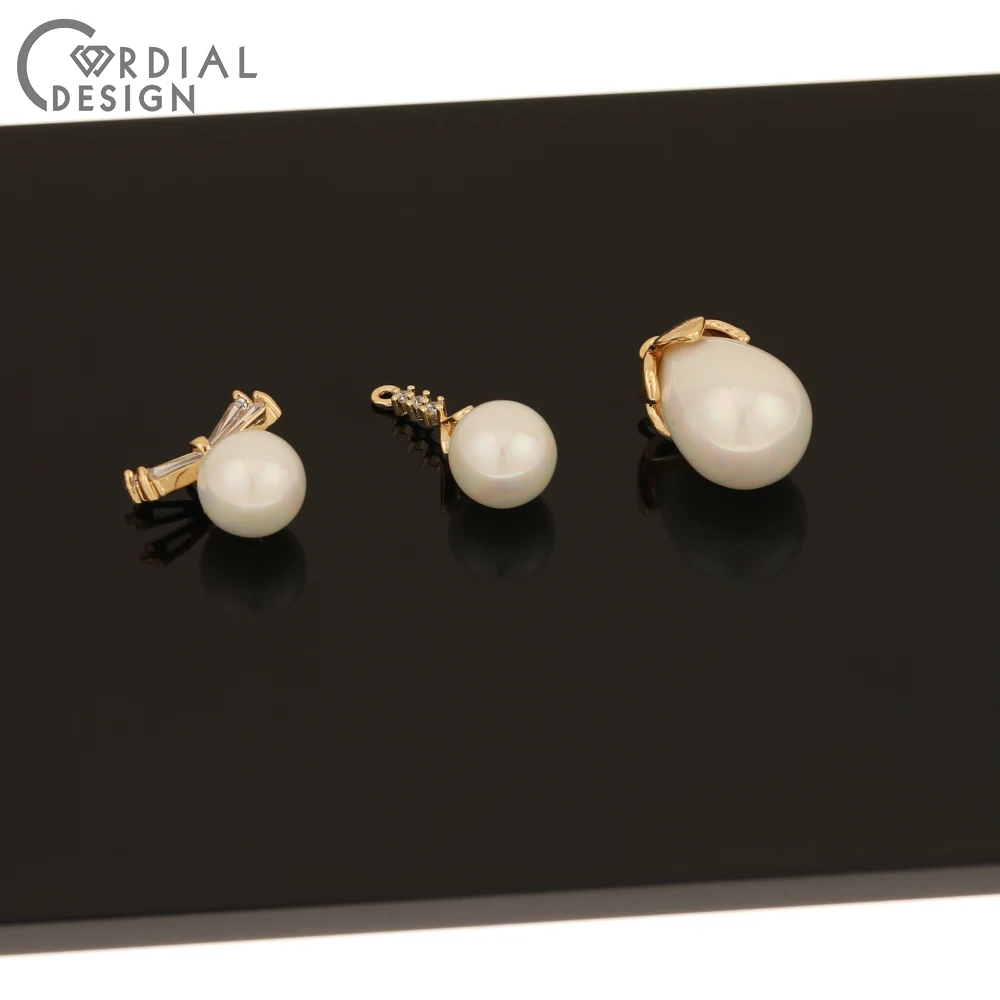 

Cordial Design 30Pcs Jewelry Accessories/CZ Charms/Hand Made/Imitation Pearl/Drop Shape/Genuine Gold Plating/DIY Making/Pendant