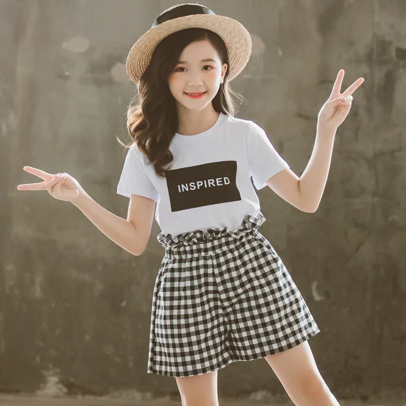 Комплект летней одежды для девочек подростков 2019 комплект из двух предметов