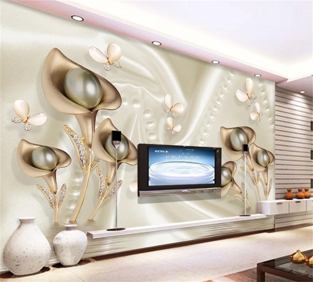 Большие пользовательские обои beibehang 3d Калла лист Бабочка Шелковый фон для