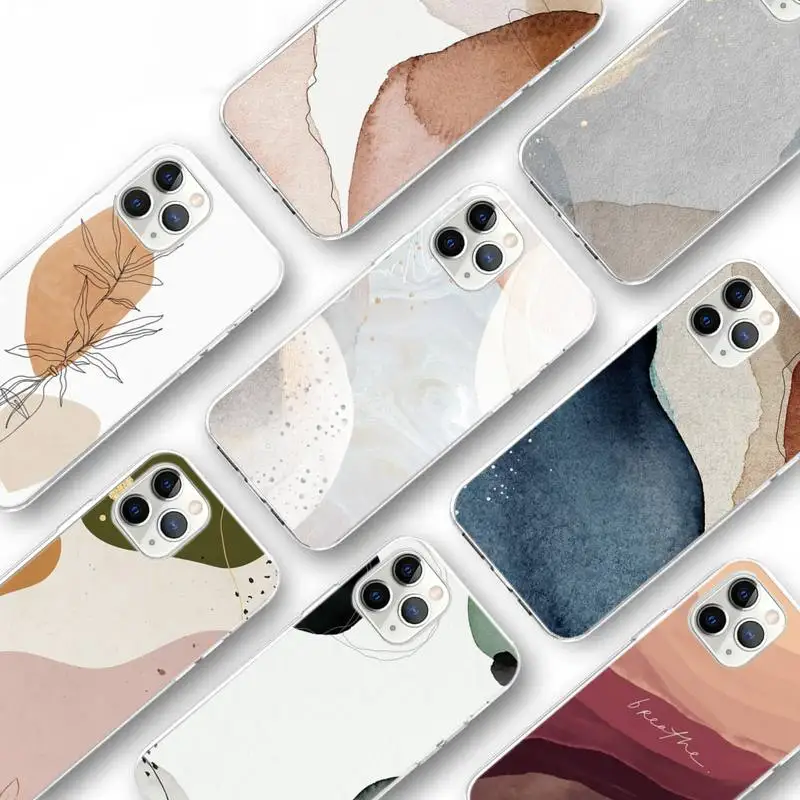 

Art blooming pattern abstract Phone Case Transparent for iPhone Samsung S 11 12 6 7 8 9 10 20 Pro X XS Max XR Plus lite