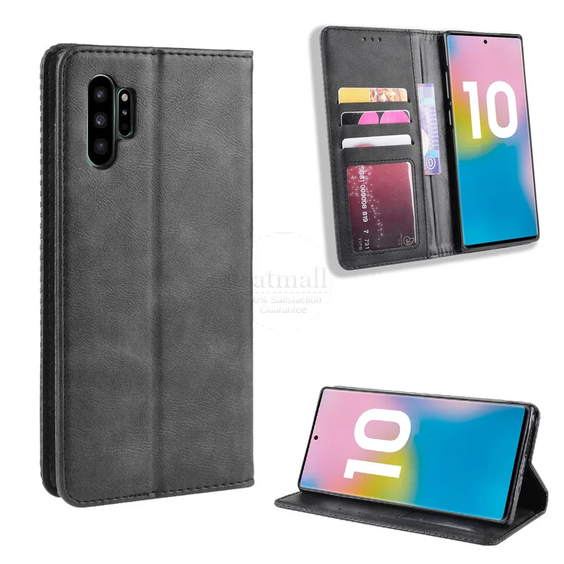 Роскошный Ретро Тонкий магнитная кожа флип чехол для samsung Galaxy Note 10 + книжка