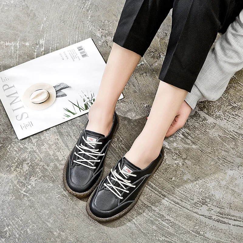 2019 новые модные повседневные туфли из мягкой кожи на весну и осень женская обувь