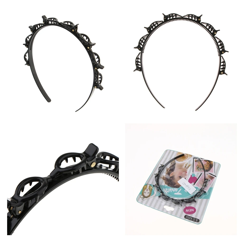 

2x Double Layer Head Band Plait Clip Front Hair Clips Hairpin Beauty Tool