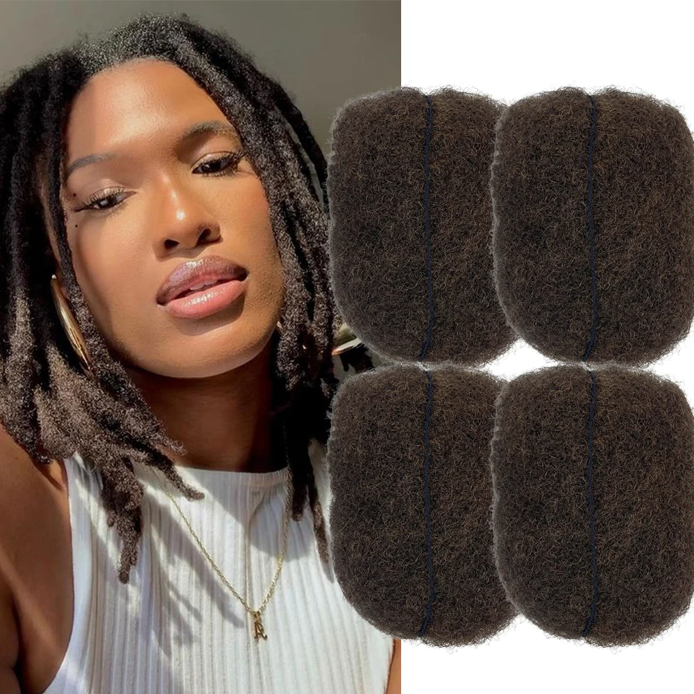 Tight Afro Kinky Human Hair,Ideal for Making,Locs Repair,Extensions,Twist,Braids 4 Bundles/Package #4 Medium Brown