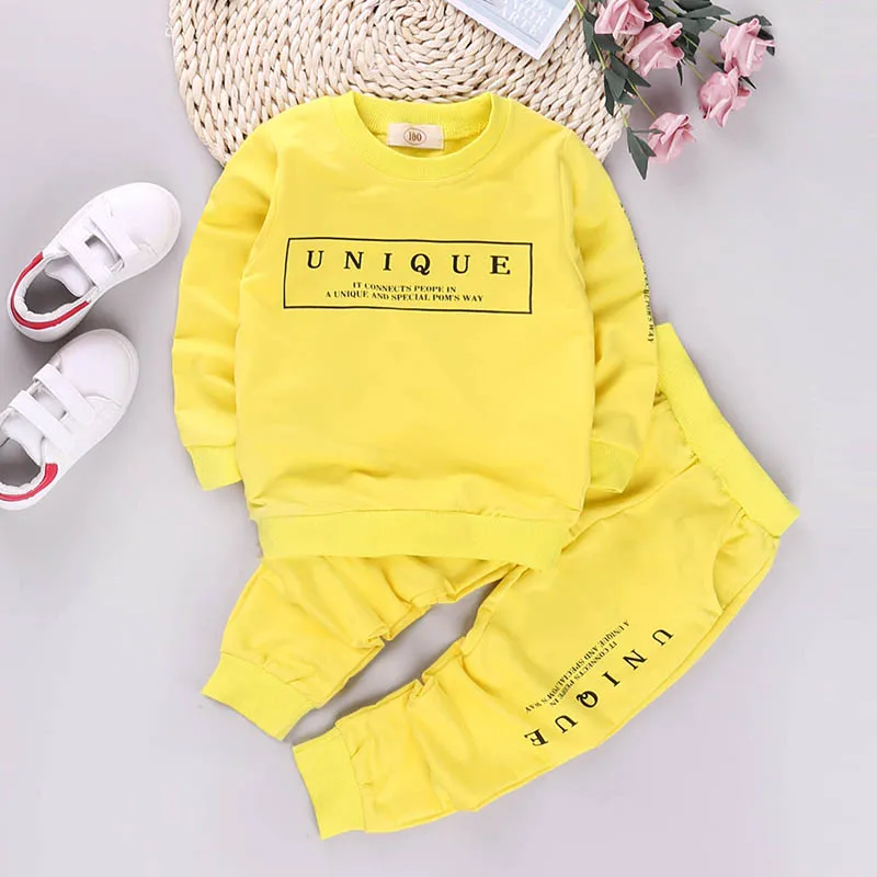 LL1427 yellow HE Hello Enjoy/комплект одежды для маленьких мальчиков; осенний Повседневный Спортивный костюм из 2 предметов с длинными рукавами и надписью; Одежда для мальчиков; спортивная детская одежда - Цвет: LL1427 yellow