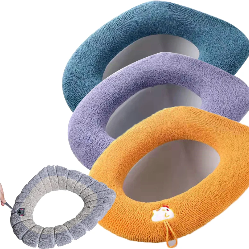 1 шт. зимний теплый утолщенный чехол на сиденье унитаза подушки с ручкой мягкий