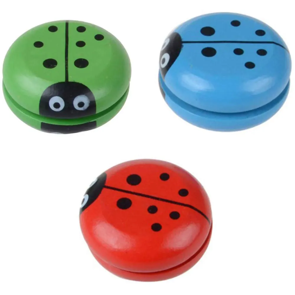 

6PCS Kids Round Yoyo Set Innovative Cartoon Cute Animal Prints Ladybug Pattern Wooden Yoyo Toy Party Favor Party Favors