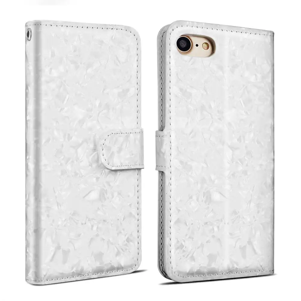 WHITE LLZ. COQUE кожаный чехол-книжка с мраморным магнитным бумажником для Apple Iphone Xr XS MAX 7 8 PLUS X 5 5S SE 6 6S PLUS Bling Cover Capas - Цвет: WHITE