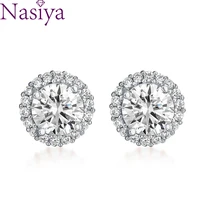 real 0 5 1 carat d color moissanite stud earrings for women top quality 100 925 sterling silver sparkling wedding jewelry