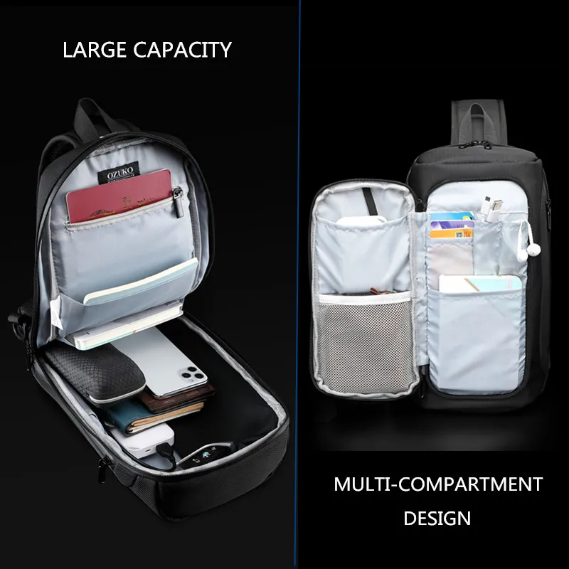 Нагрудная сумка OZUKO мужская с защитой от кражи Многофункциональный