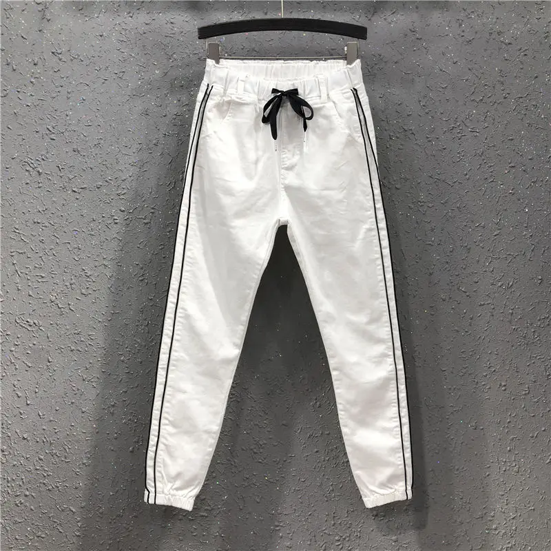 Женские джинсовые брюки до щиколотки свободные султанки с эластичным поясом и