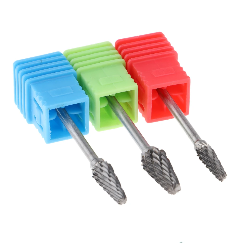 Набор из 3 сверхмощных стальных сверл для ногтей 3/32 аксессуары маникюра