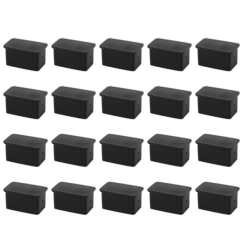 

20 Pcs Water & Wood 15mm x 30mm Chair Table Leg Rectangle Covers Floor Protectors