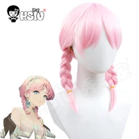blue poison cosplay wig game arknights cosplay %e3%80%8chsiu %e3%80%8dfiber synthetic wig special pink double ponytail short hairfree wig cap