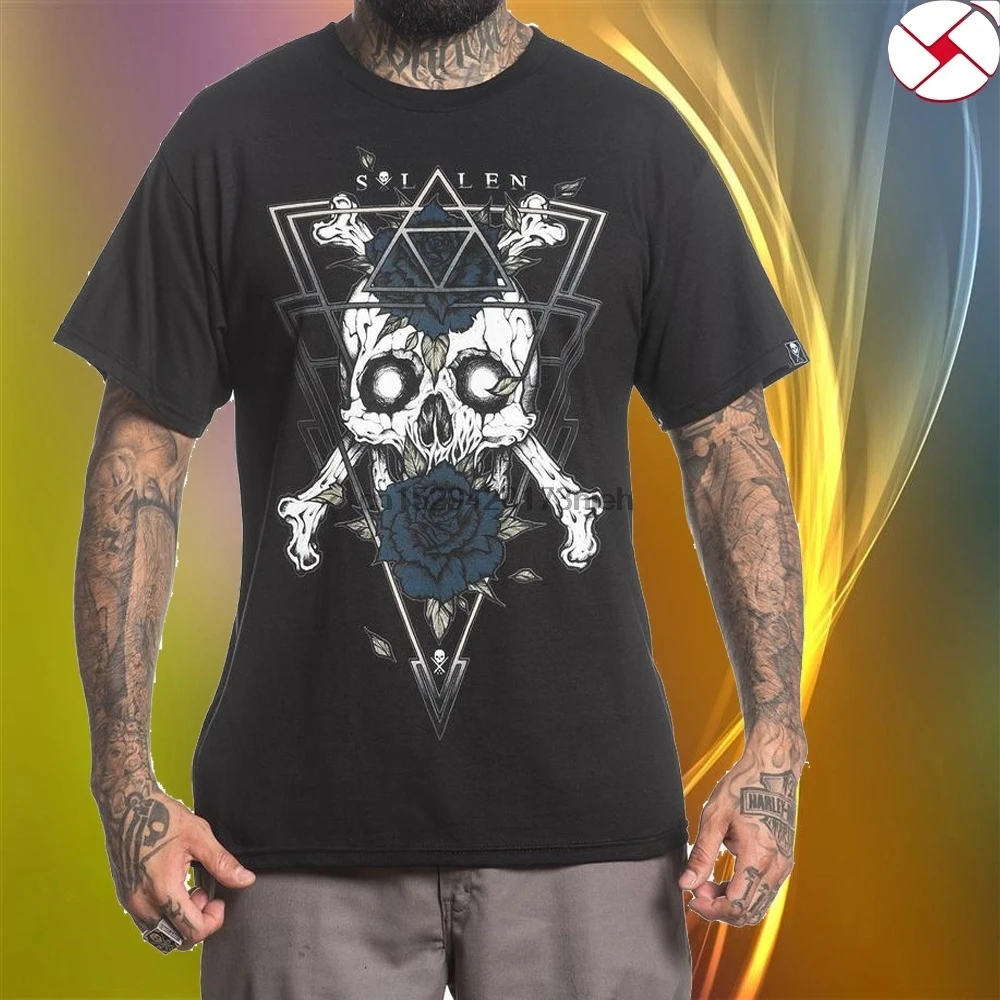 Классическая одежда Sullen чернильная футболка с черепом тату пистолетом|Мужские