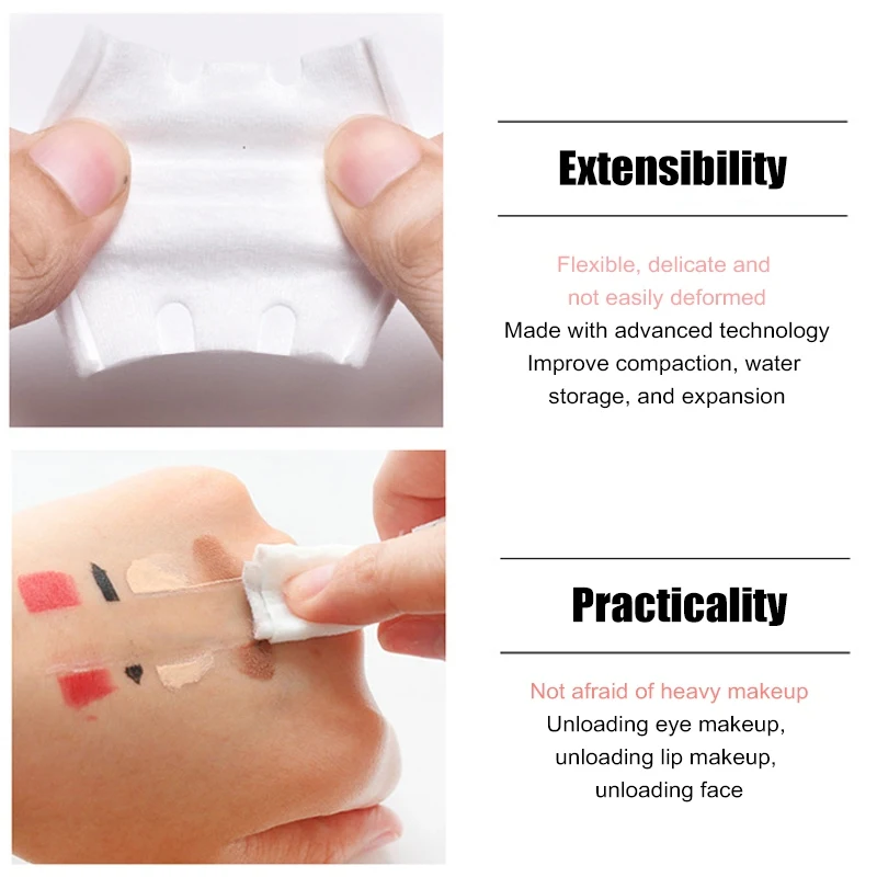 Ватные подушечки влажные и сухие двойного использования чистые косметические 50