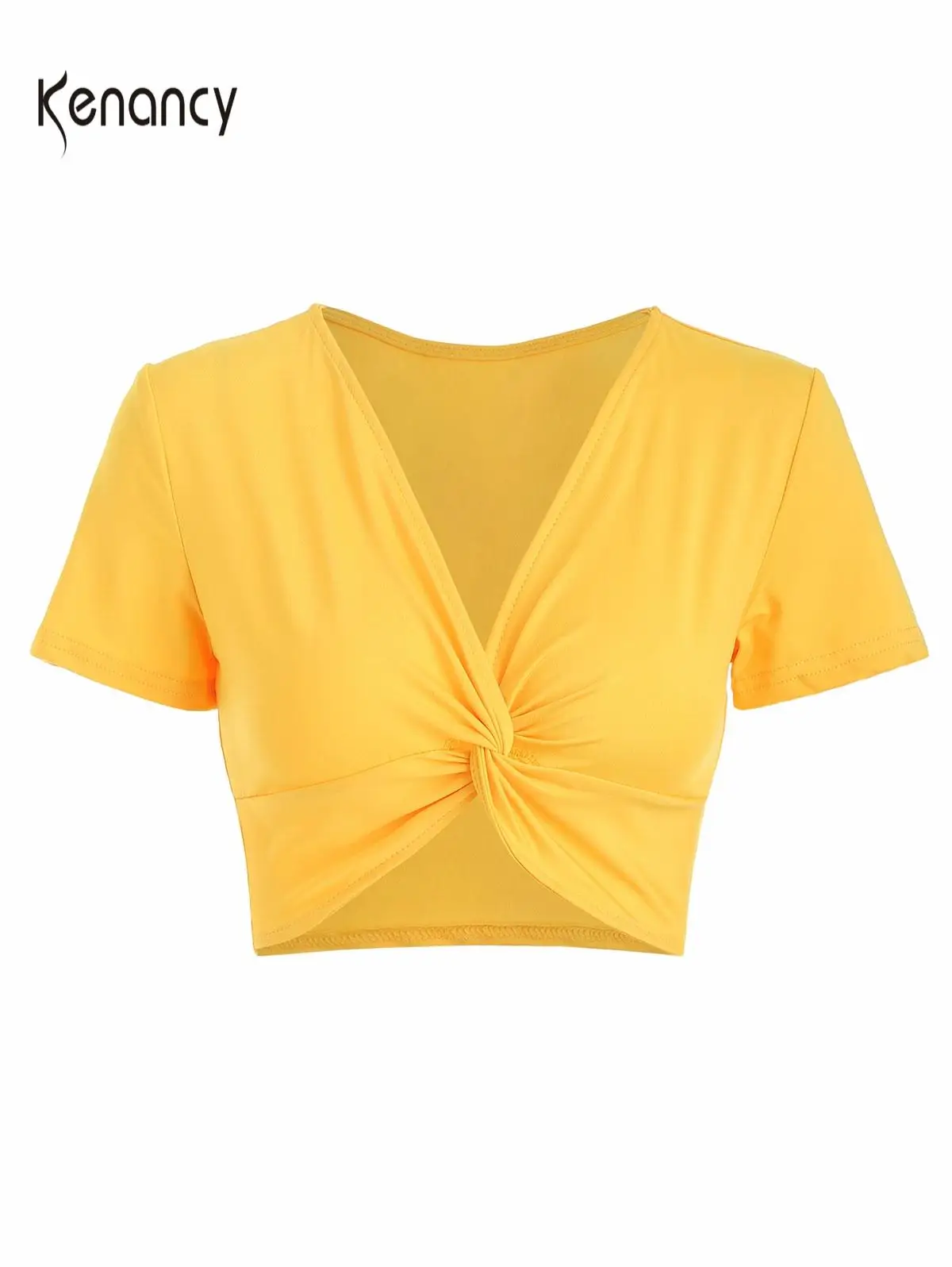 Женский укороченный топ Kenancy повседневный однотонный с v образным вырезом и