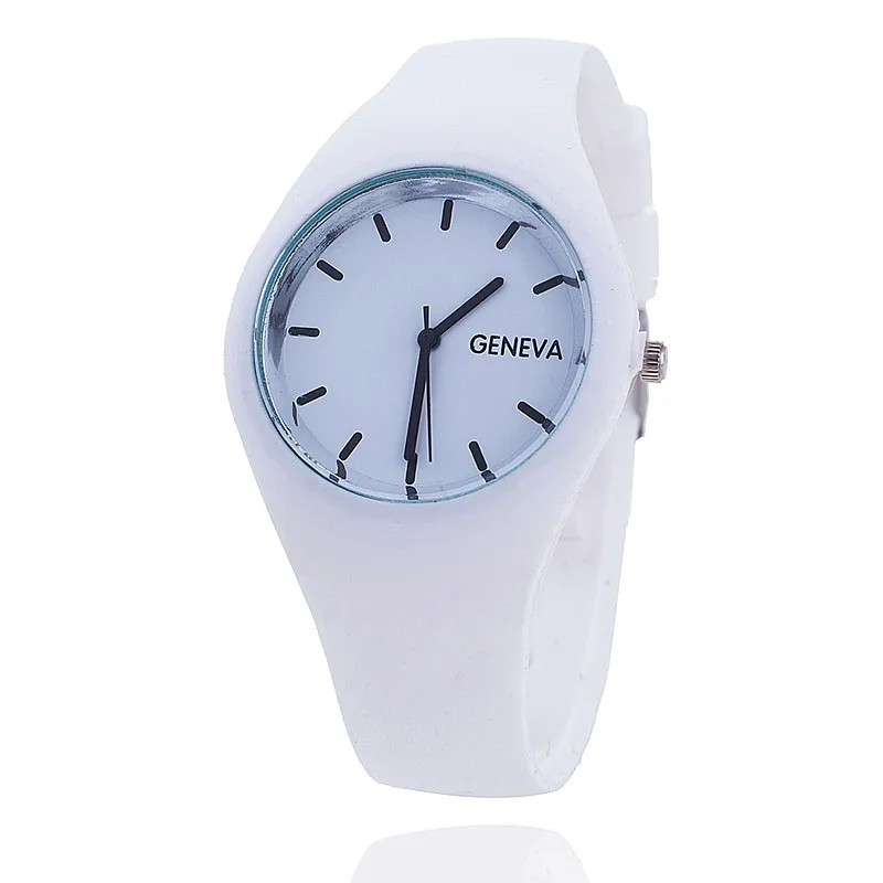Часы наручные женские ультратонкие с силиконовым ремешком модные брендовые Geneva