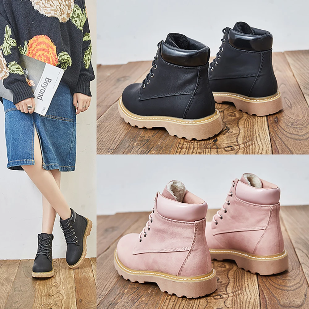 Зимние женские ботинки Короткие Плюшевые Теплые ботильоны для верховой езды