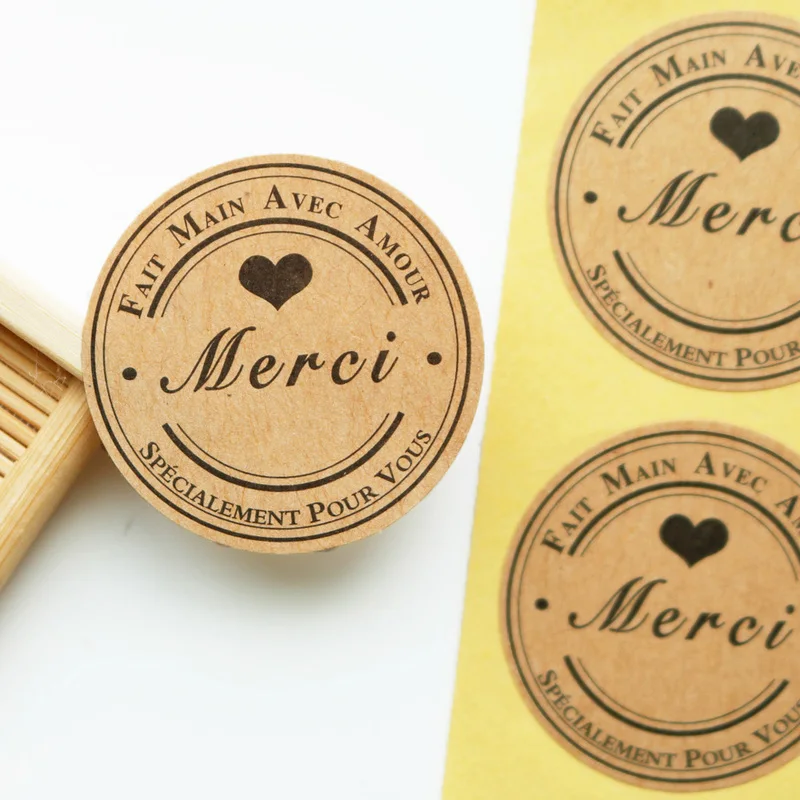 102 шт. наклейки Kraft Merci пищевые уплотнители французский спасибо подарок s для