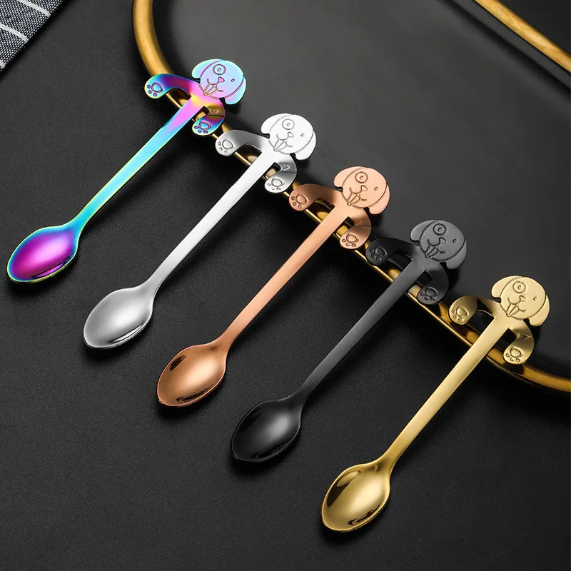 Кофейные ложки из нержавеющей стали для собак мультяшная десертная ложка с