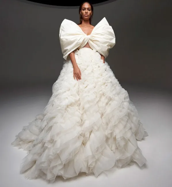 

Elegant Bow Girls Prom Dresses 2021 Puffy Tiered Tulle Show Formal Dress Evening dress Party Gowns Robe de