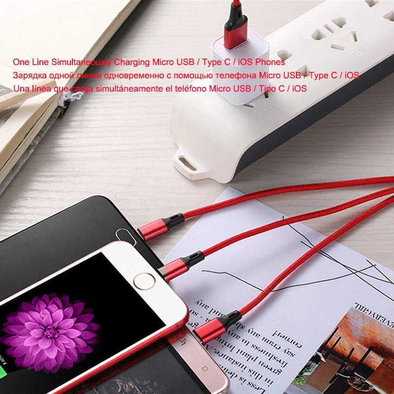 USB 3 в 1 кабель для зарядки для iPhone 6 3.0A кабель для быстрой зарядки Ssb tipo c для телефона Android кабель usbc кабель usb
