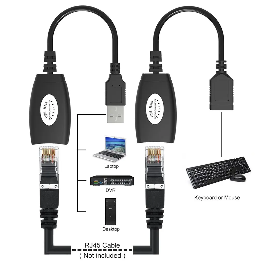 Удлинитель USB UTP прочный с изысканным дизайном для одного кабеля RJ45 Ethernet CAT5e до 150