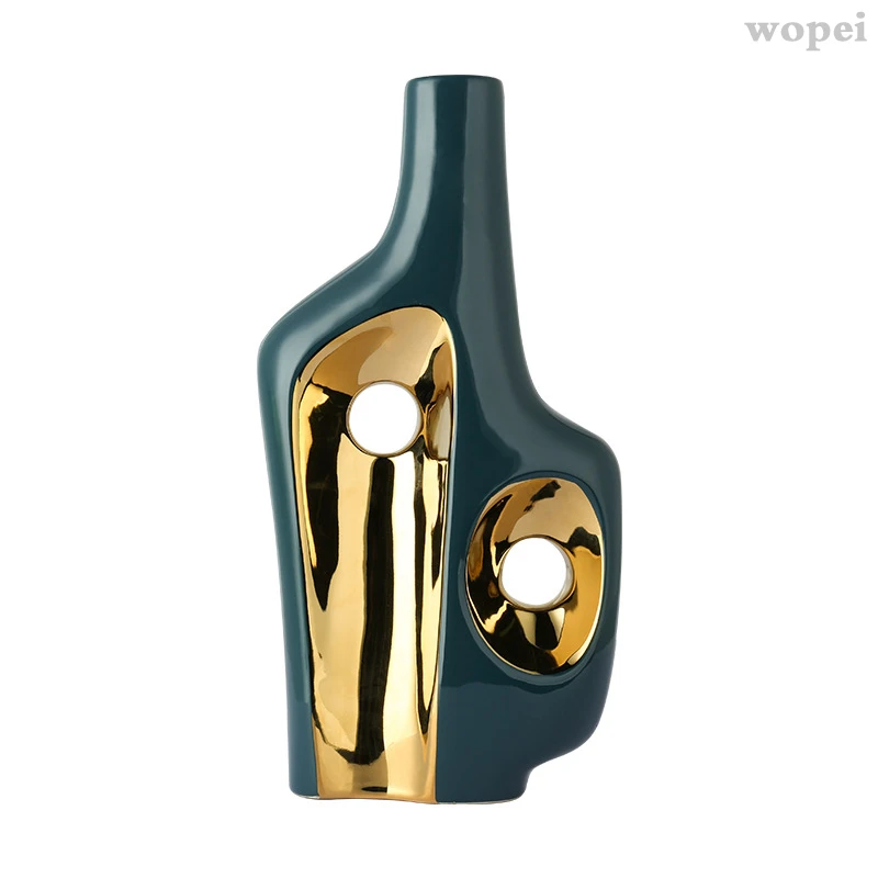 

room decoration creative gold flower vase, ceramic vase, crafts, decorations, modern ceramic decoration, flower arrangement