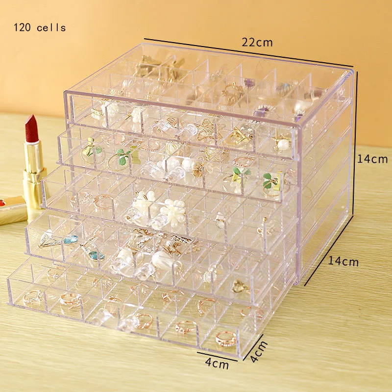 

Jewelry Storage Box Storage Organizer Earrings Necklace Diamond Display Stand Flannel Drawer Transparent Plastic Box Acrylic