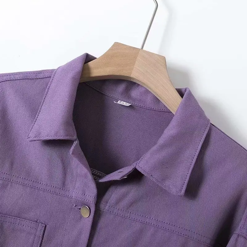 

Jacket Women purple Denim Jacket Winter Jeans Coat Casual Harajuku Streetwear Female Punk Jeans Coat Dropshipping 2020 new top