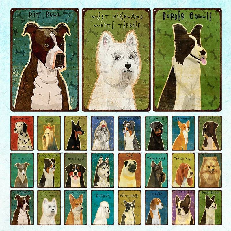 Милые собаки винтажный металлический жестяной знак Милый Постер дружбы домик