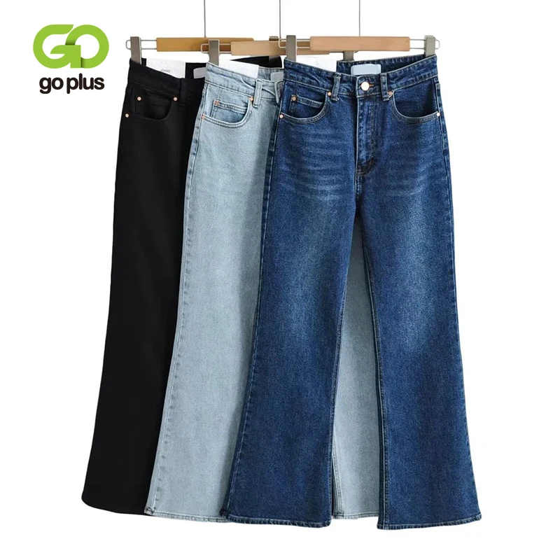 

GOPLUS Y2k Jeans Woman Flare Pants Winter Jeans High Waist Boyfriend Denim Trousers Black Jean Pantalon Femme Invierno Mujer