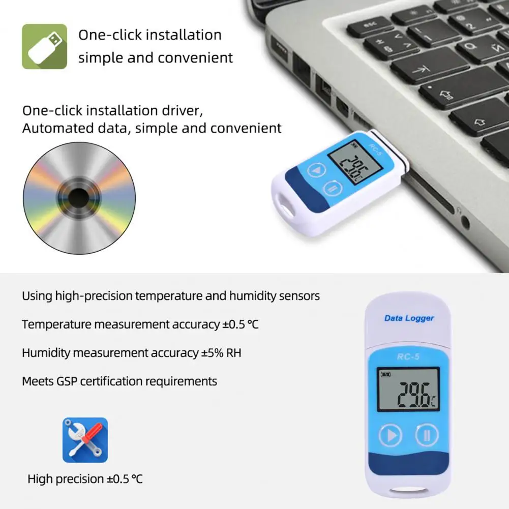 USB-Регистратор для автоматической записи данных о температуре большой емкости |