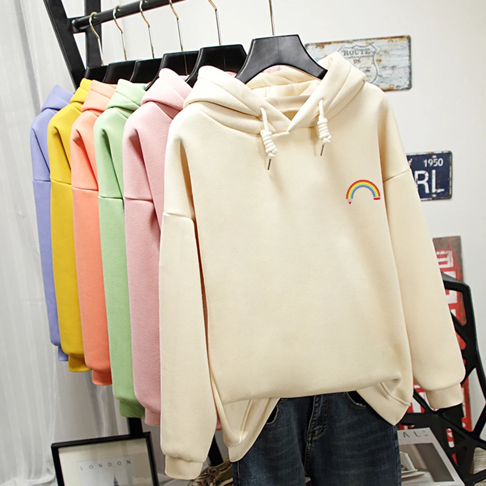 

Pencil Rainbow Print Funny Graphics Kawaii Harajuku Sweatshirt Warm Streetwear Kpop Oversized Hoodie Thicken Clothes Fashionable
