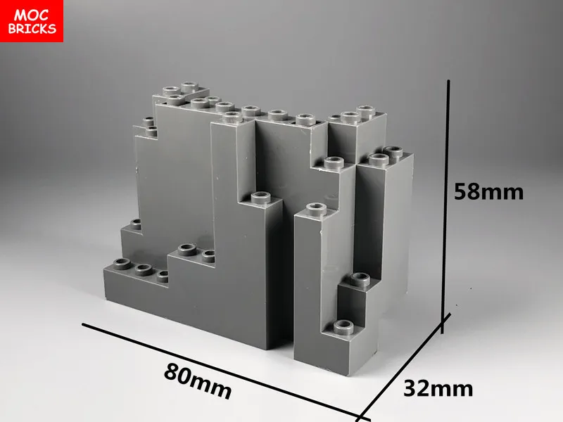 4 шт./лот MOC Кирпичи DIY Рок панель 4x10x6 прямоугольные и 3x8x7 треугольные с 6082 & 6083