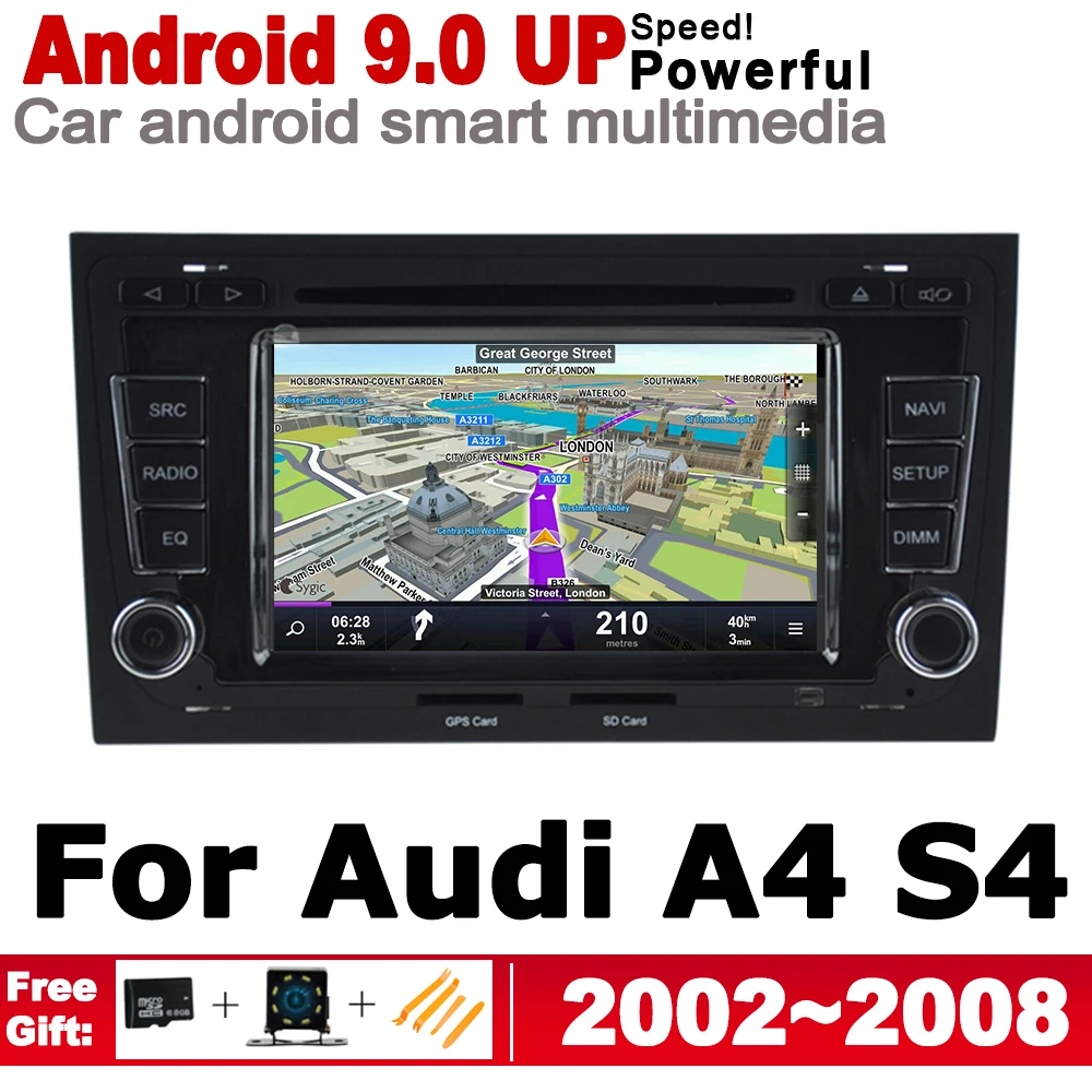 Автомобильный мультимедийный проигрыватель 2 DIN IPS Android DVD GPS для Audi A4 S4 RS4 8E 8H 2002 ~ 2008