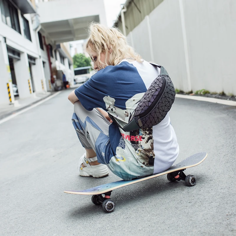 Women Bao Luminous Waist Bags Convenient Belt Bag Luxury Brand Chest Geometry Packs Purse Money Phone | Багаж и сумки