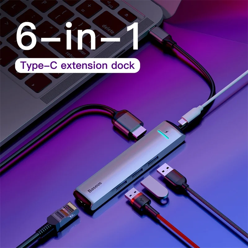 USB C концентратор Baseus type C для нескольких USB 3,0 концентратор HDMI адаптер док-станция для MacBook Pro huawei mate 30 USB-C 3,1 разветвитель порт type C концентратор