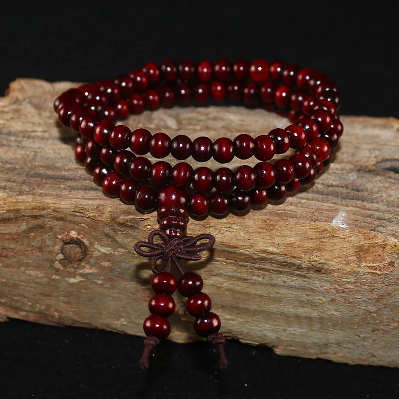 Новинка 108 бусины 6 мм искусственное дерево Будды молитвенный узел черный