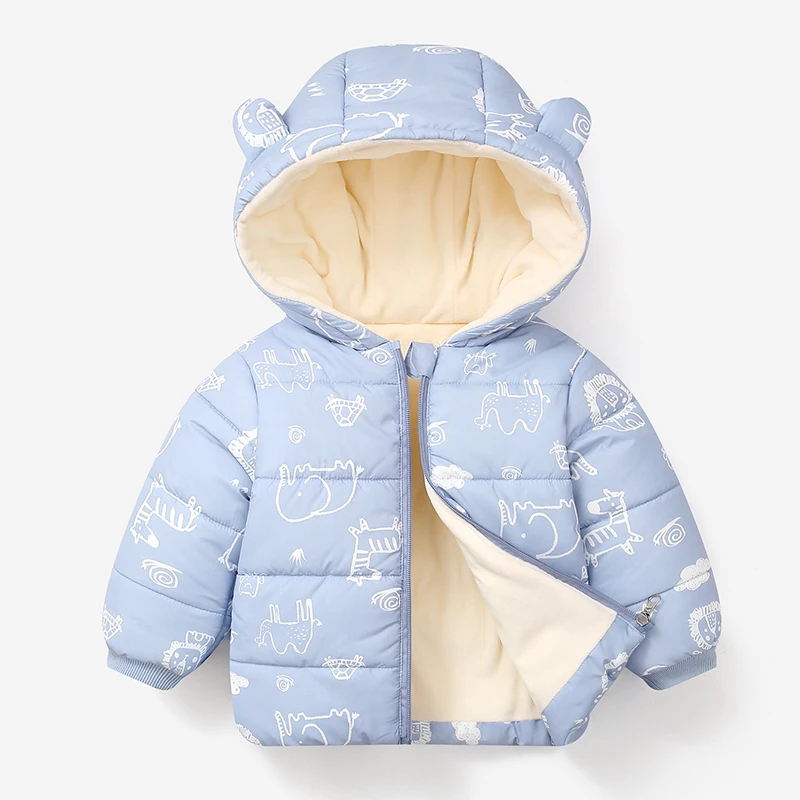 Cold Winter Baby Kids Jackets Thick Down Coats For Girls Outerwear Plus Velvet Toddler Boy Jacket Spring Hooded Coat 1 2 3 4 6 Y | Детская