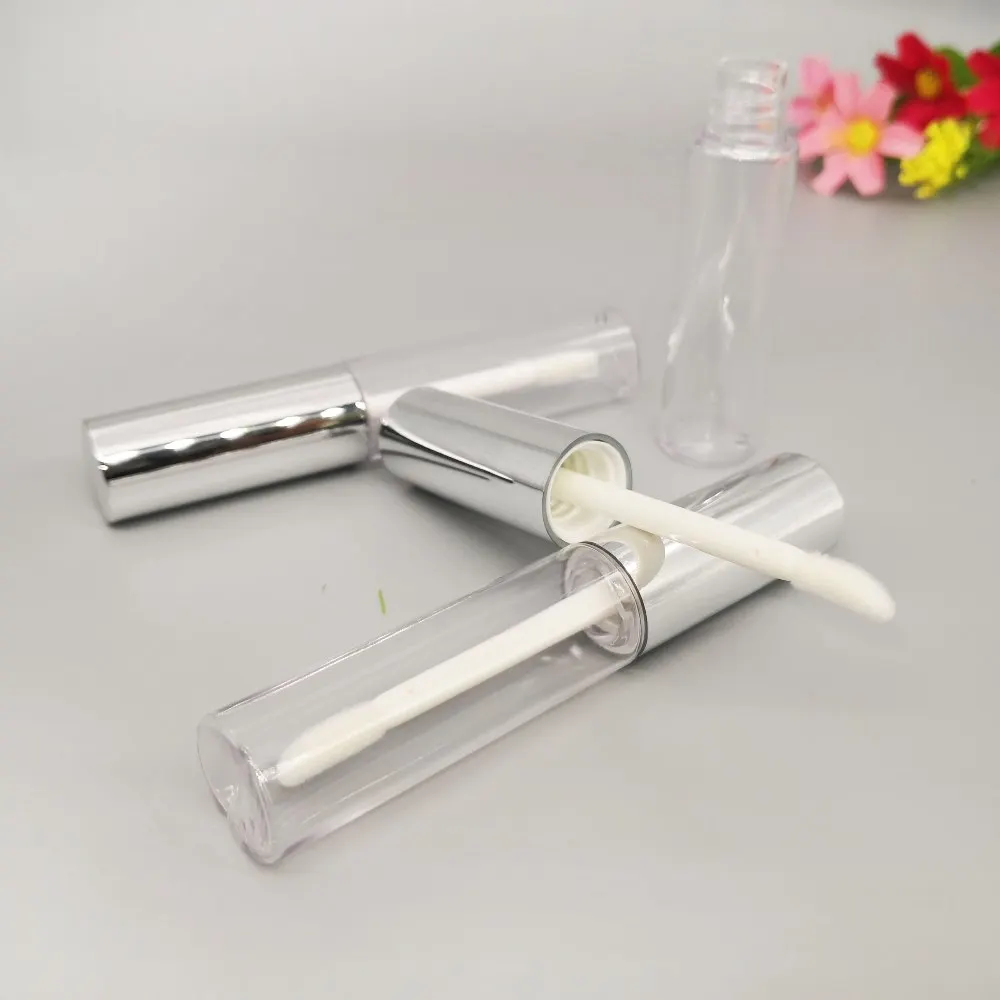 

8ml clear plastic cylindrical Lip gloss tube cosmetic empty Lipgloss bottle packaging container with silver lid 30pcs