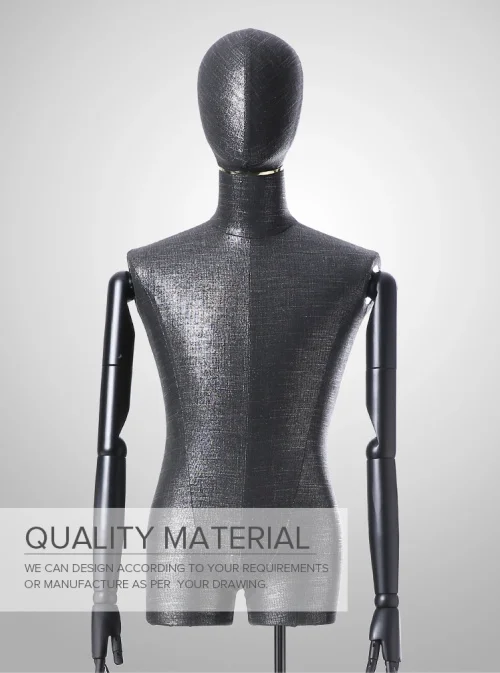 Черный цвет Мужская искусственная форма торс с деревянными ручками и прочным